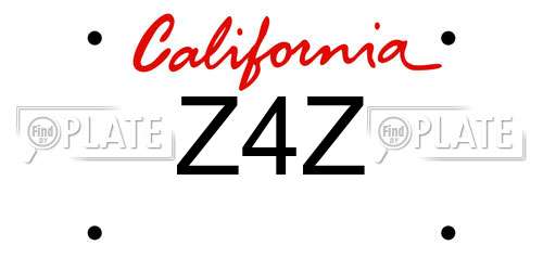 Z4Z California License Plate