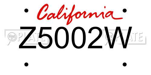 Z5002W California License Plate