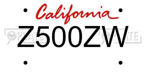 Z500ZW California License Plate