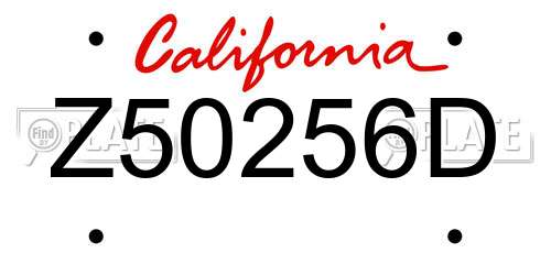 Z50256D California License Plate