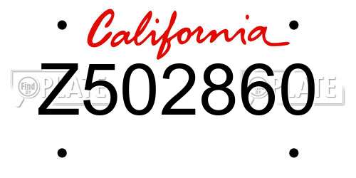 Z502860 California License Plate