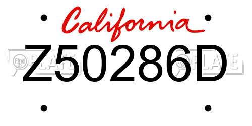 Z50286D California License Plate