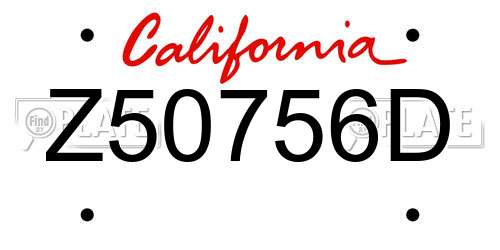 Z50756D California License Plate