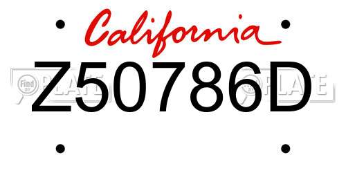 Z50786D California License Plate