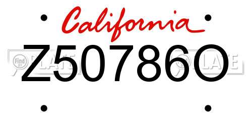 Z50786O California License Plate