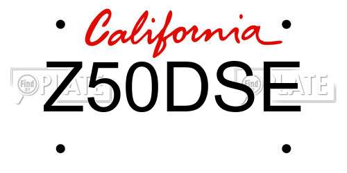 Z50DSE California License Plate