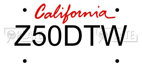 Z50DTW California License Plate