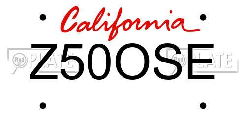 Z50OSE California License Plate