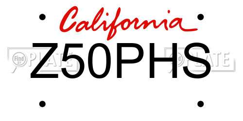 Z50PHS California License Plate