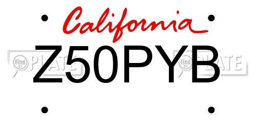 Z50PYB California License Plate