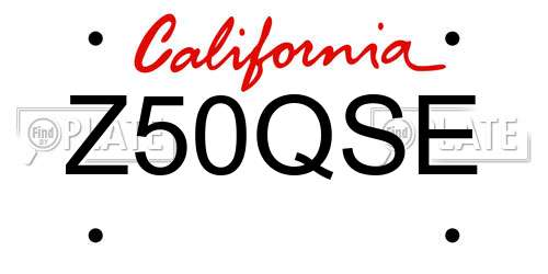 Z50QSE California License Plate