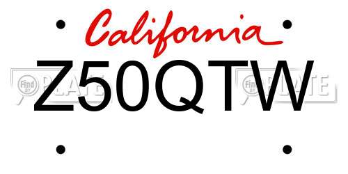 Z50QTW California License Plate