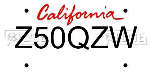 Z50QZW California License Plate