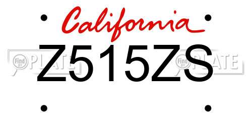 Z515ZS California License Plate
