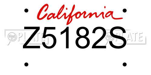 Z5182S California License Plate