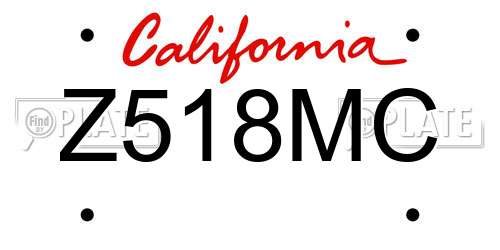 Z518MC California License Plate