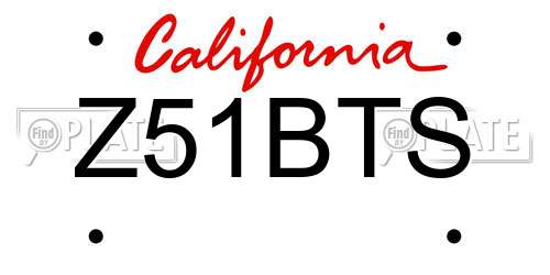 Z51BTS California License Plate