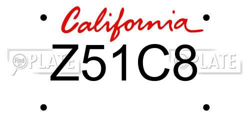 Z51C8 California License Plate