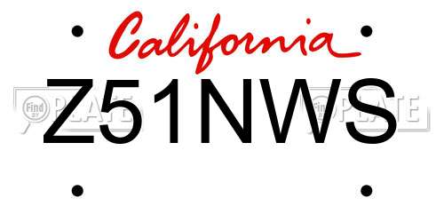 Z51NWS California License Plate