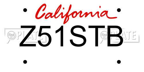 Z51STB California License Plate