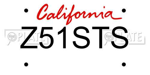 Z51STS California License Plate
