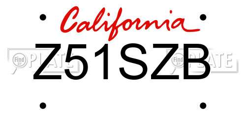 Z51SZB California License Plate
