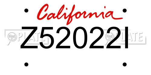 Z52022I California License Plate