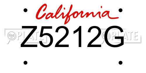 Z5212G California License Plate