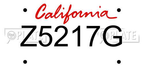 Z5217G California License Plate