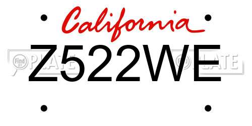 Z522WE California License Plate