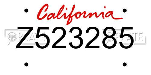 Z523285 California License Plate