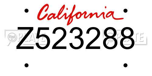 Z523288 California License Plate