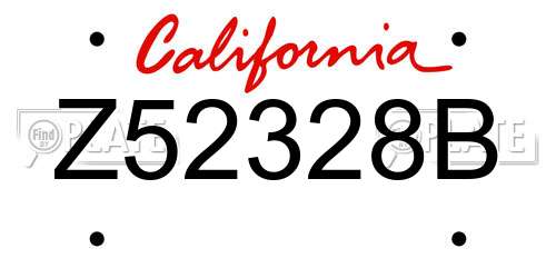 Z52328B California License Plate