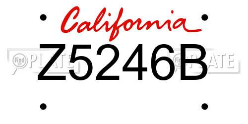 Z5246B California License Plate