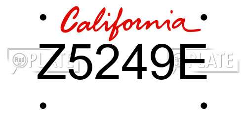 Z5249E California License Plate