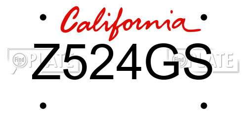 Z524GS California License Plate