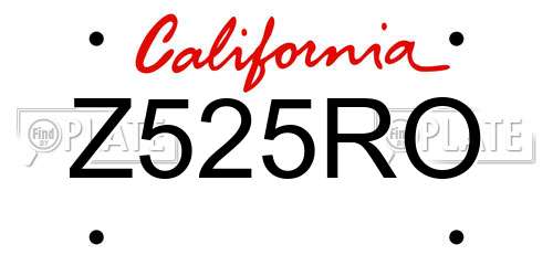 Z525RO California License Plate
