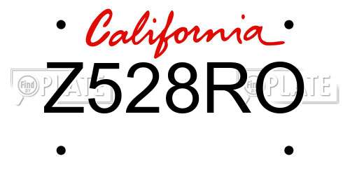 Z528RO California License Plate