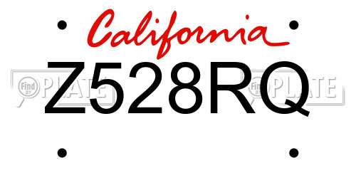 Z528RQ California License Plate