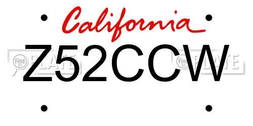 Z52CCW California License Plate