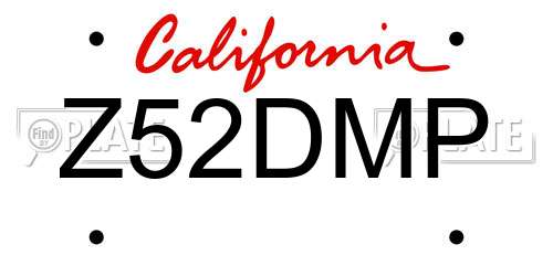 Z52DMP California License Plate