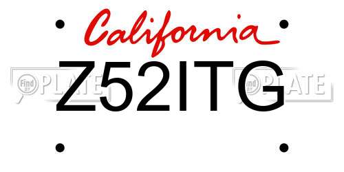 Z52ITG California License Plate