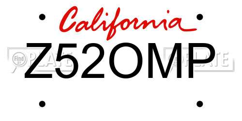 Z52OMP California License Plate