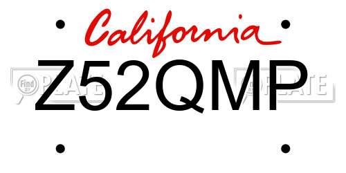 Z52QMP California License Plate