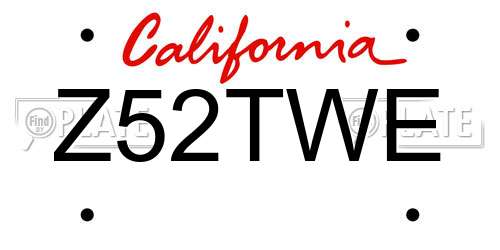 Z52TWE California License Plate