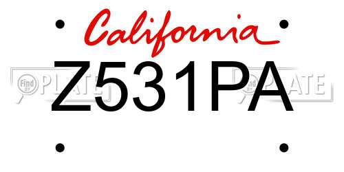 Z531PA California License Plate