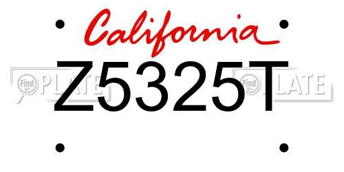 Z5325T California License Plate