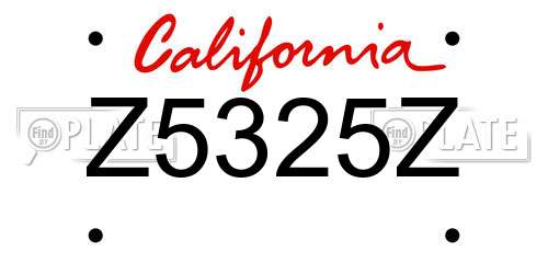 Z5325Z California License Plate
