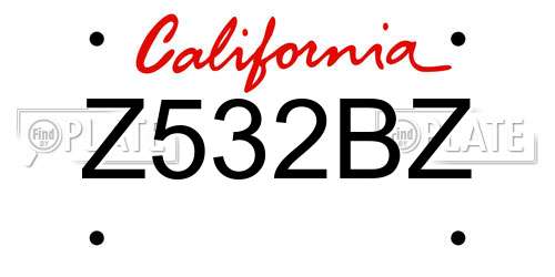 Z532BZ California License Plate