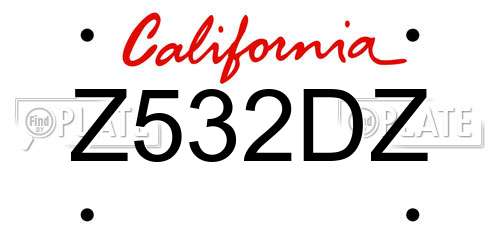 Z532DZ California License Plate